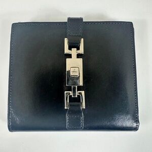 Vintage Gucci Black Leather Jackie Lock Wallet